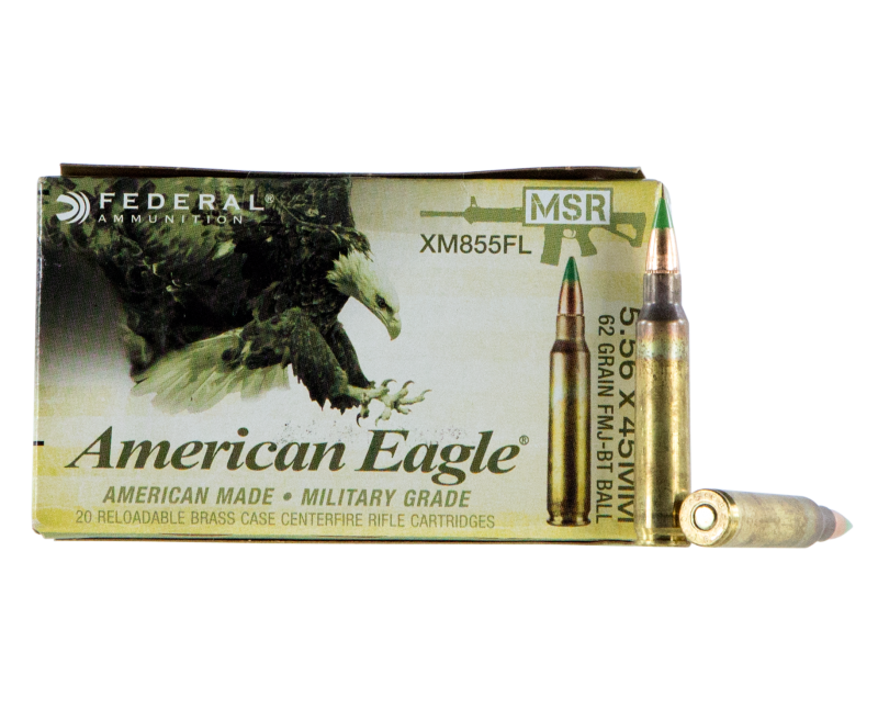 105126.png Federal American Eagle XM 5.56 NATO 62 Grain 20-Rounds FMJBT - Image 1
