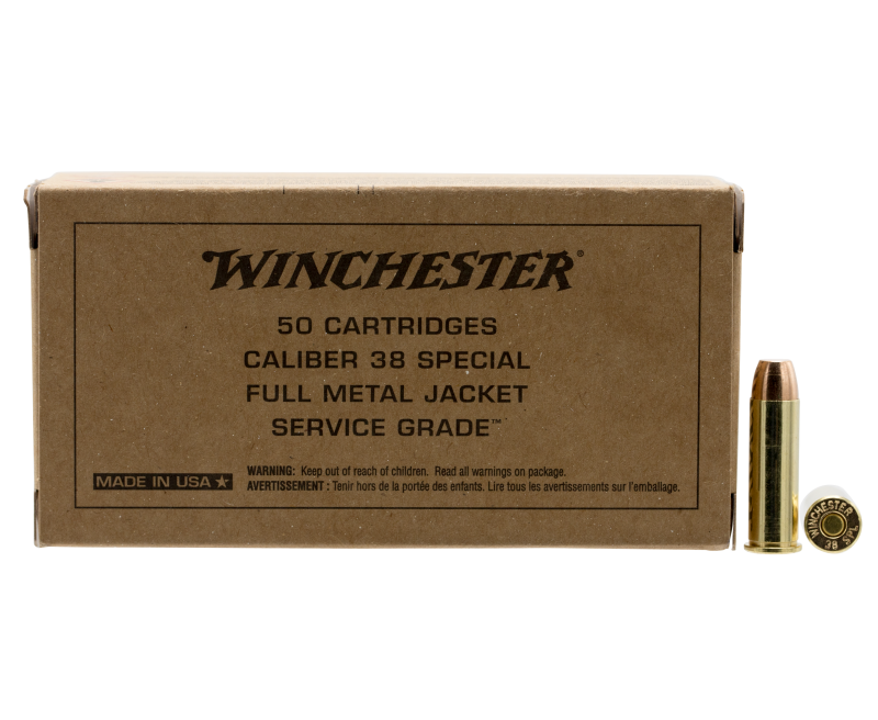 107400.png Winchester Service Grade Handgun Rounds .38 SPL 50-Rounds 130 Grain FMJ - Image 1