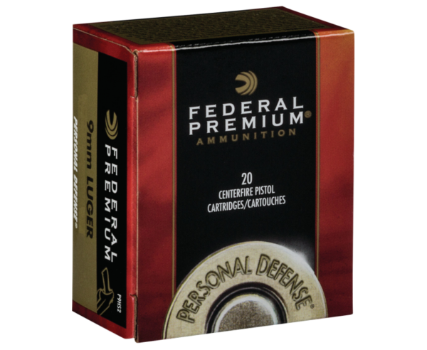 Federal Premium Personal Defense Ammunition Nickel Plated Brass 9mm 20-Rounds 124 Grain Hydra-Shock JHP