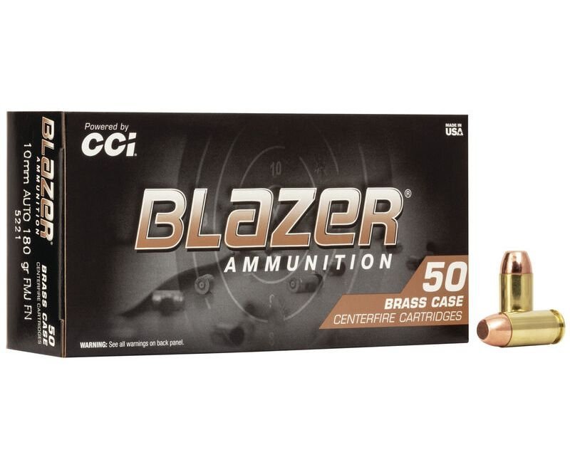 CCI-Ammunition-Blazer-Centerfire-5221-604544656275.jpg CCI Ammunition Blazer Centerfire 10mm 180 Grain 50 Rounds Full Metal Jacket - Image 1