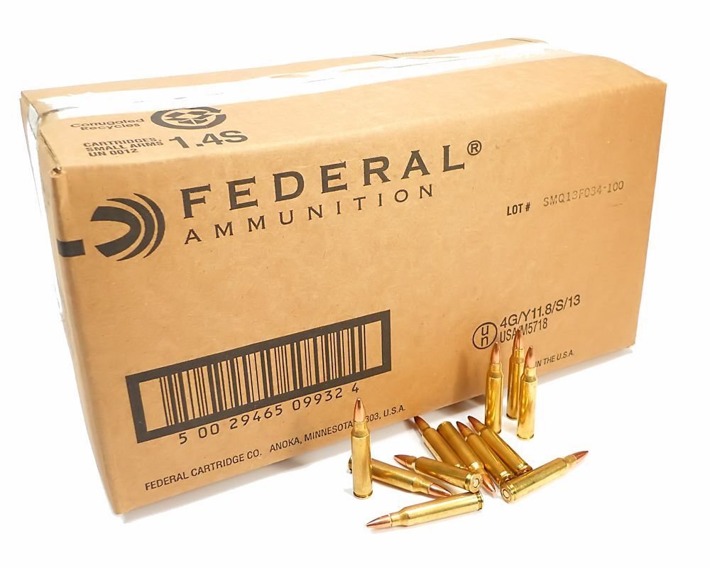 Image1__22800.1613079793.1280.1280.jpg 223 5.56x45 Ammo 55gr FMJ Federal American Eagle (AE223BKX) 1000 Round Bulk Case - Image 1