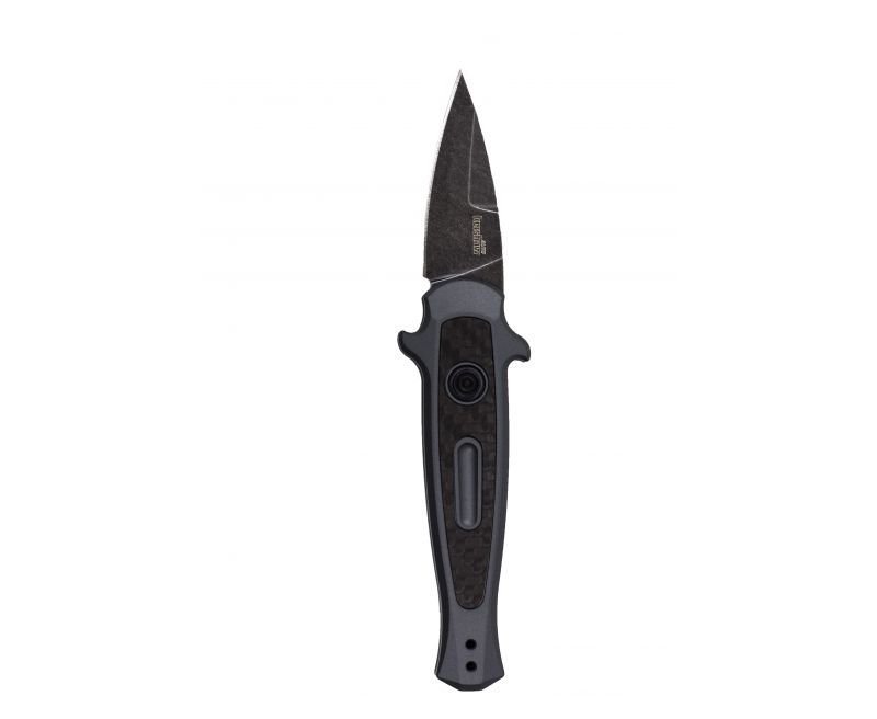 Kershaw-Launch-12-CA-7130GRYBW-087171060255.jpg Kershaw Launch 12 Mini-Stiletto 1.9" Inch Spear Point Blackwashed Blade - Gray Handle w/Carbon Fiber - Image 1