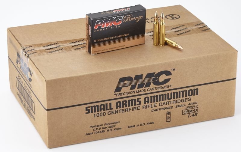 PMC-Ammunition-Bronze-223ACS-74569060080.jpg.jpg PMC Ammunition Bronze .223 Rem 55 Grain Full Metal Jacket Boat Tail Brass- 1000Rds - Full Case - Image 1