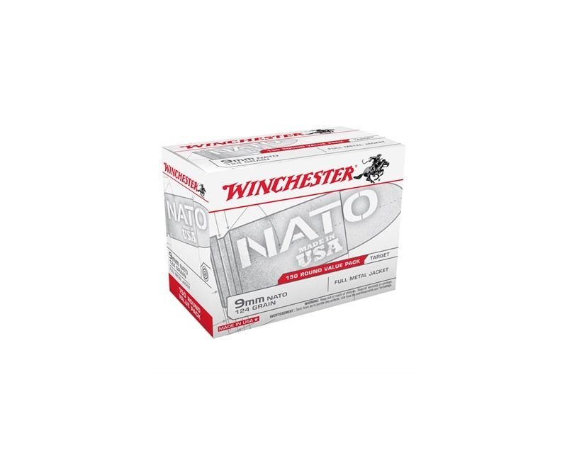 Winchester-Ammunition-NATO-Ammunition-USA9NATOY-020892221413.jpg Winchester Ammunition NATO Ammunition 9mm 150Rd 124 GR - Image 1