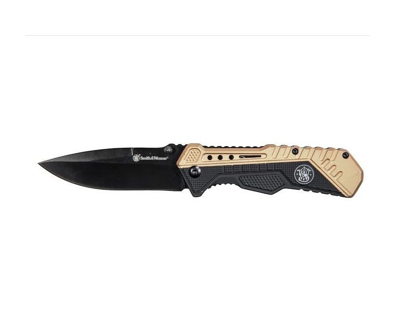 capture_1_1.jpg Smith & Wesson Spring Assisted Open Folding Knife with 3.5" Drop Point Blade - Image 1