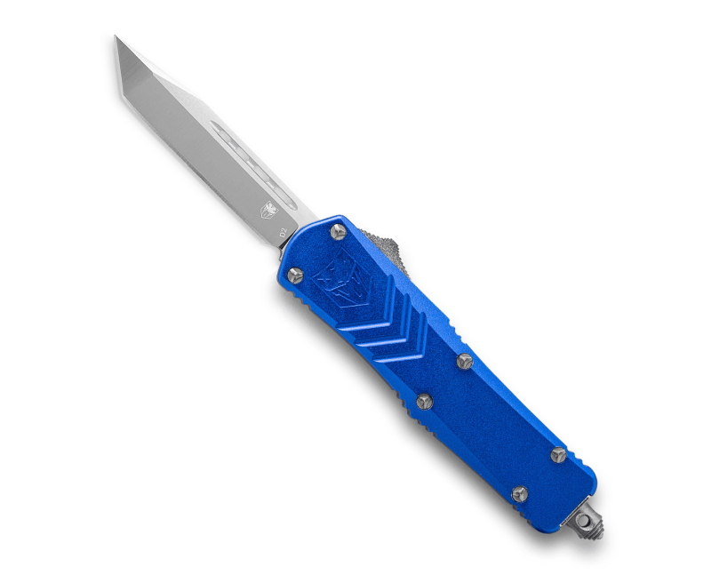 gag_ctksblufsxstns.png CobraTec Knives FS-X Blue OTF Knife - 2.75" Plain Tanto Blade - Image 1