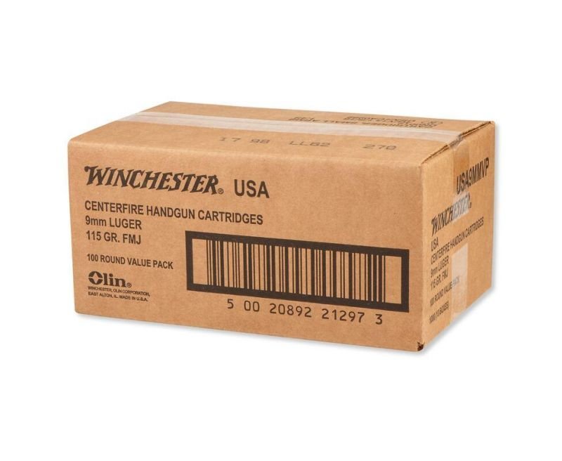 gag_wnusa9mmvpc.jpg Winchester Centerfire Handgun Brass 9mm 115-Grain 1000-Rounds FMJ - Image 1